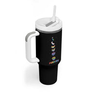 Purride Rainbow Cat Moon Cycles Tumbler With Handle LGBQT Pride Feline Space