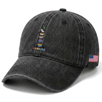 Purride Rainbow Cat Moon Cycles Washed Cotton Baseball Cap LGBQT Pride Feline Space