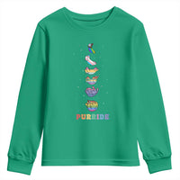 Purride Rainbow Cat Moon Cycles Youth Sweatshirt LGBQT Pride Feline Space