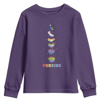 Purride Rainbow Cat Moon Cycles Youth Sweatshirt LGBQT Pride Feline Space