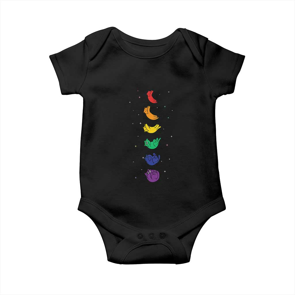 Funny Purride Cats In Space Rainbow Baby Onesie LGBQT Pride Feline Space