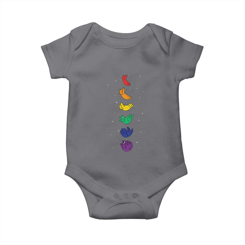 Funny Purride Cats In Space Rainbow Baby Onesie LGBQT Pride Feline Space