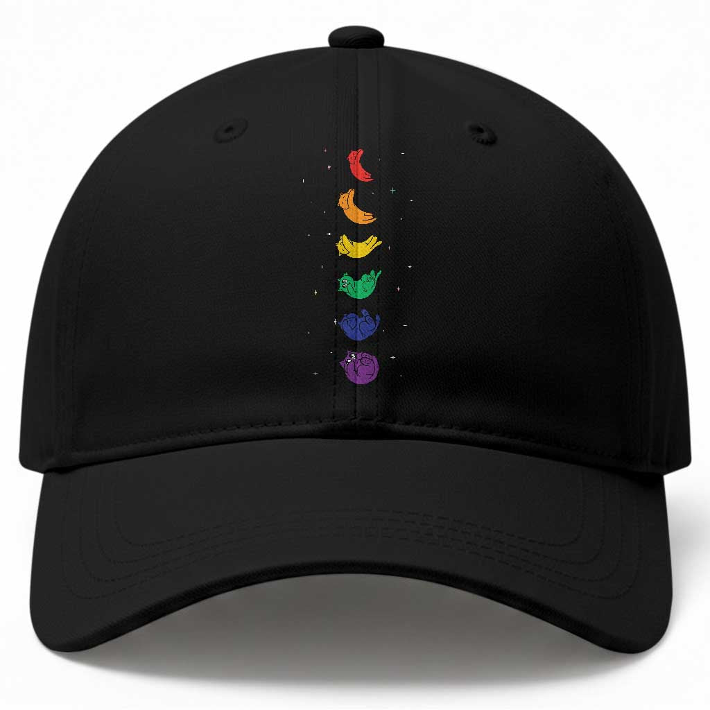 Funny Purride Cats In Space Rainbow Baseball Cap LGBQT Pride Feline Space