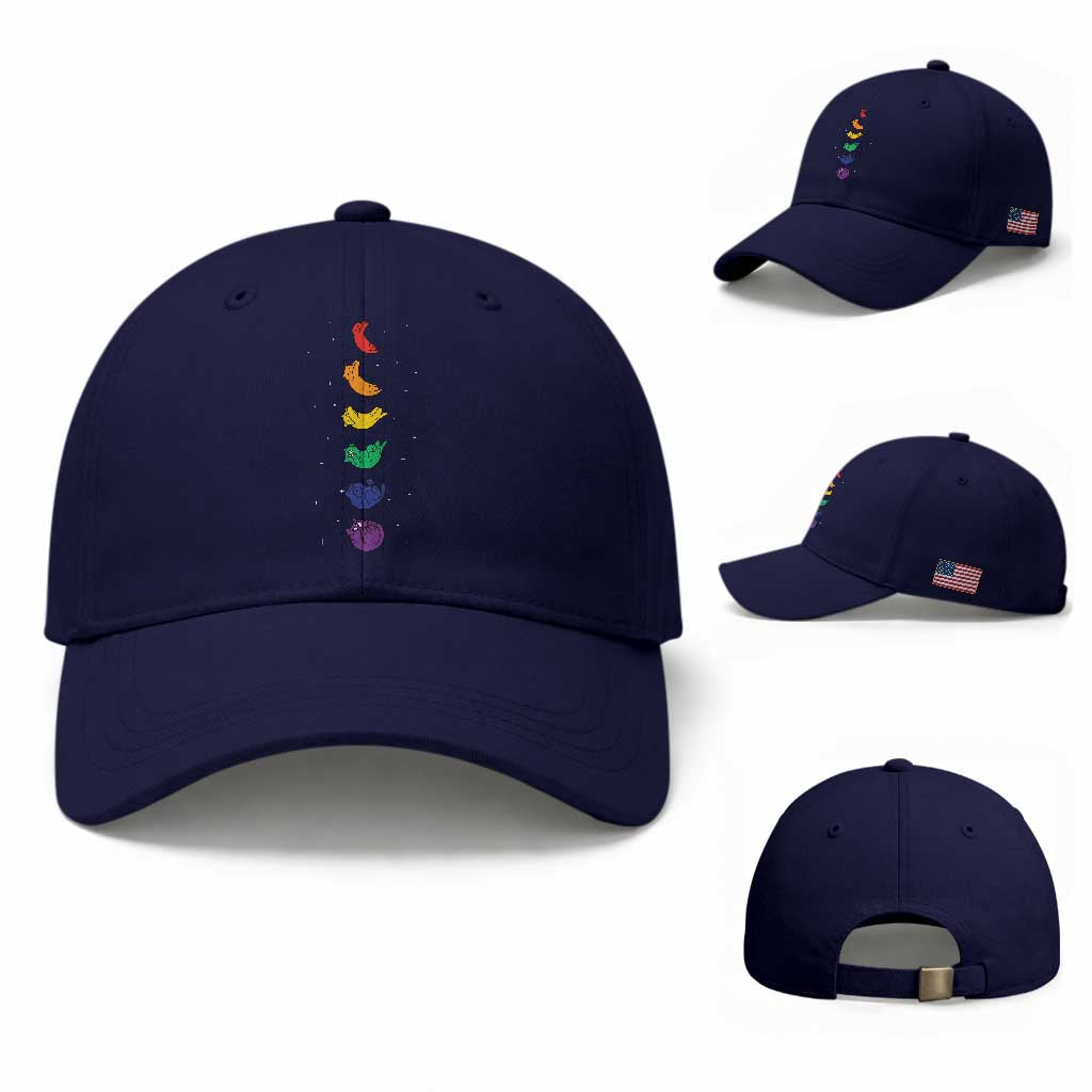 Funny Purride Cats In Space Rainbow Baseball Cap LGBQT Pride Feline Space
