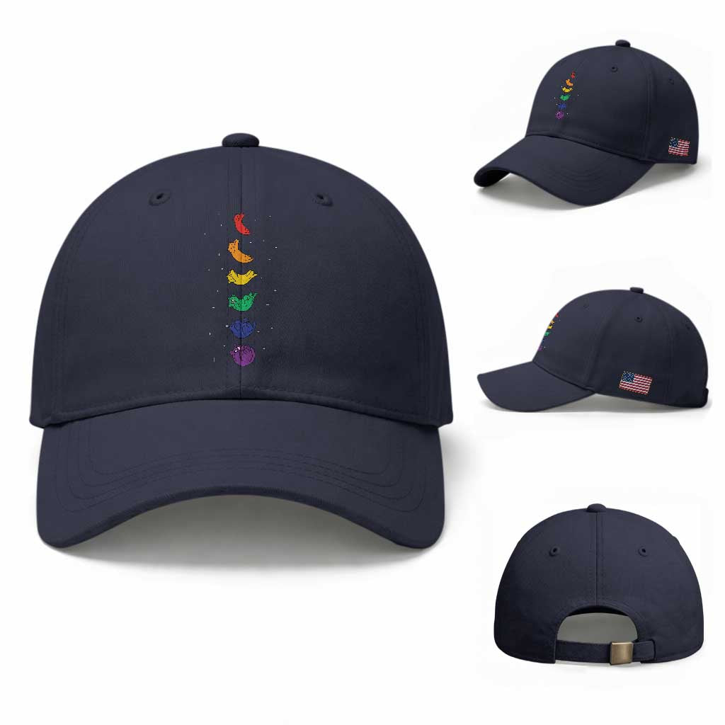 Funny Purride Cats In Space Rainbow Baseball Cap LGBQT Pride Feline Space
