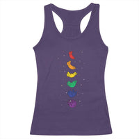 Funny Purride Cats In Space Rainbow Racerback Tank Top LGBQT Pride Feline Space