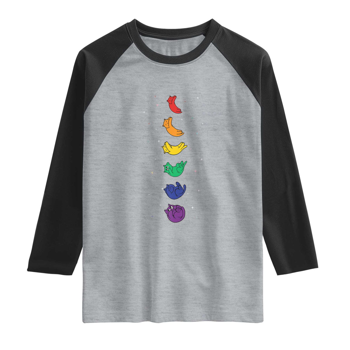 Funny Purride Cats In Space Rainbow Raglan Shirt LGBQT Pride Feline Space