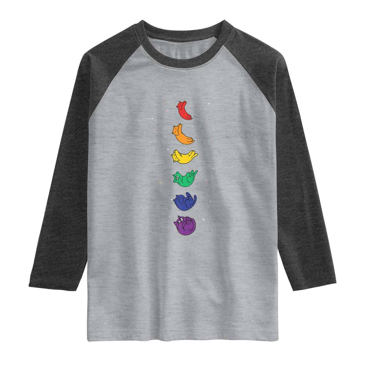 Funny Purride Cats In Space Rainbow Raglan Shirt LGBQT Pride Feline Space