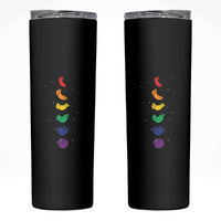 Funny Purride Cats In Space Rainbow Skinny Tumbler LGBQT Pride Feline Space