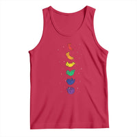 Funny Purride Cats In Space Rainbow Tank Top LGBQT Pride Feline Space