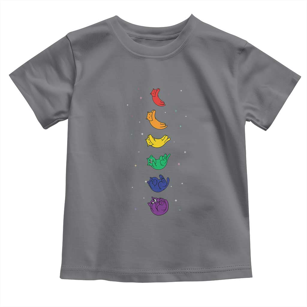 Funny Purride Cats In Space Rainbow Toddler T Shirt LGBQT Pride Feline Space