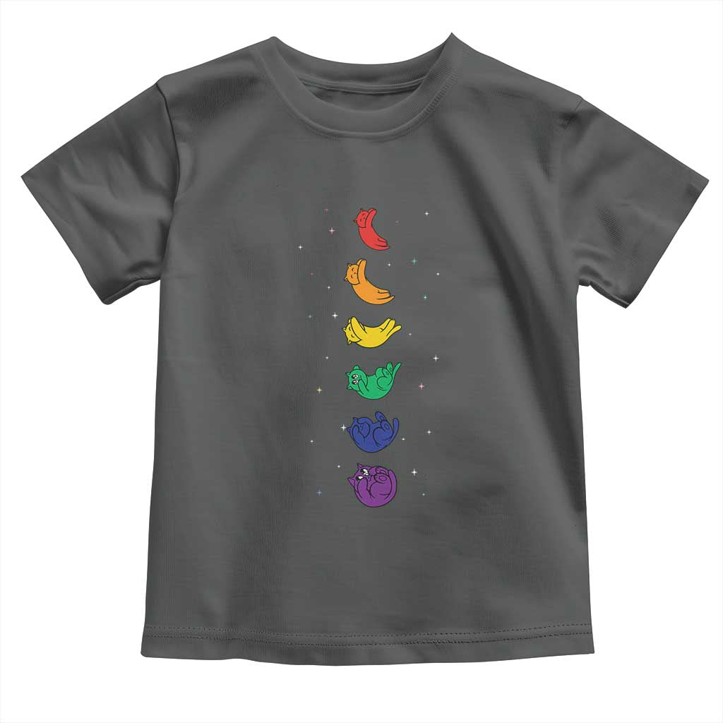 Funny Purride Cats In Space Rainbow Toddler T Shirt LGBQT Pride Feline Space