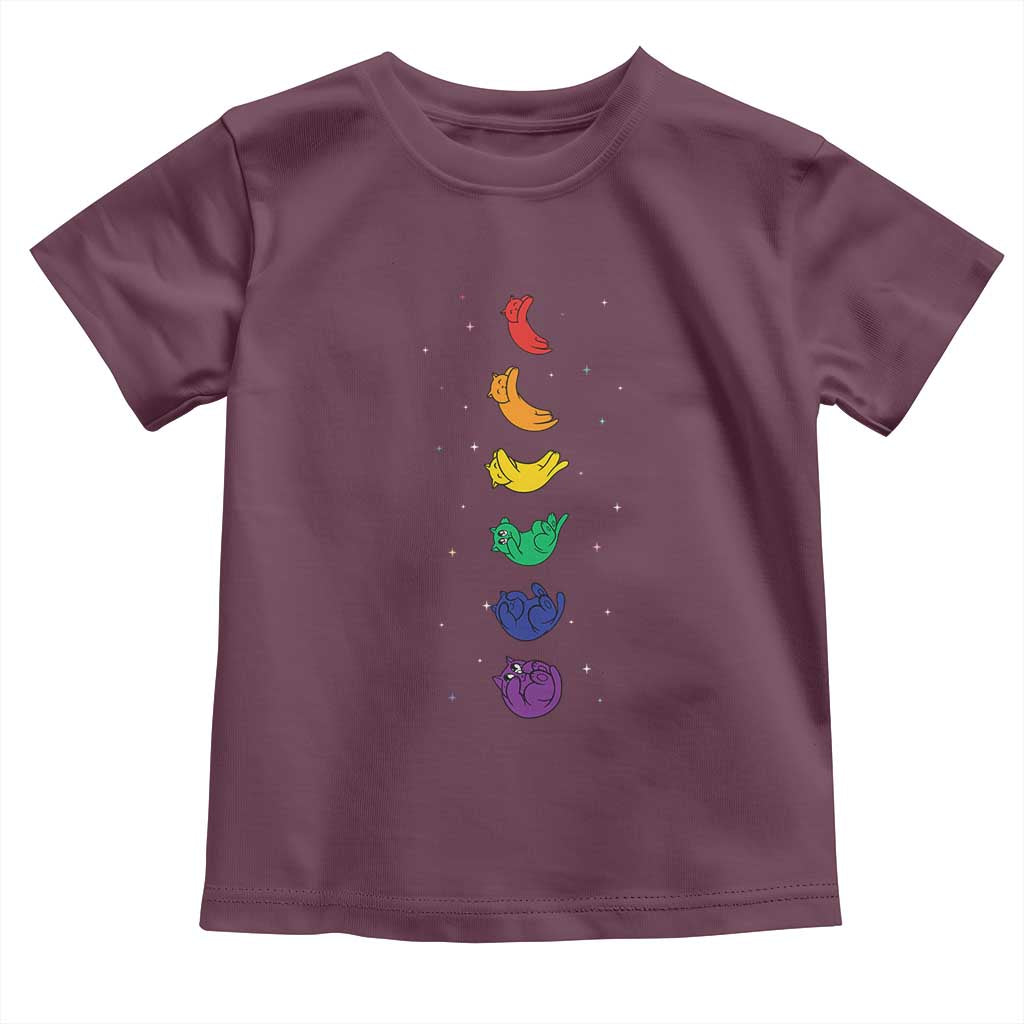 Funny Purride Cats In Space Rainbow Toddler T Shirt LGBQT Pride Feline Space