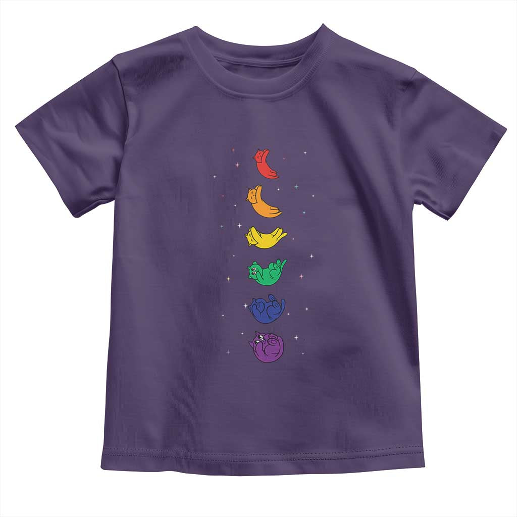 Funny Purride Cats In Space Rainbow Toddler T Shirt LGBQT Pride Feline Space