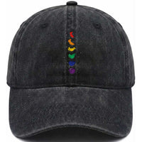 Funny Purride Cats In Space Rainbow Washed Cotton Baseball Cap LGBQT Pride Feline Space