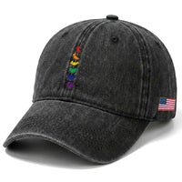 Funny Purride Cats In Space Rainbow Washed Cotton Baseball Cap LGBQT Pride Feline Space