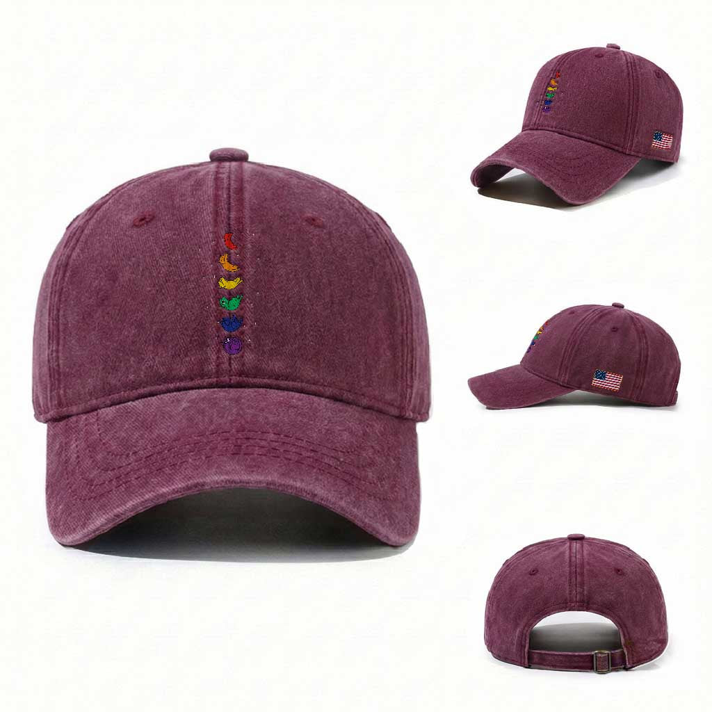 Funny Purride Cats In Space Rainbow Washed Cotton Baseball Cap LGBQT Pride Feline Space