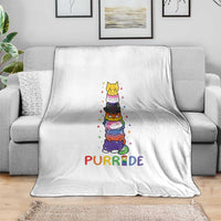 Funny Purride Stacked Cats Pride Throw Blanket Cute LGBTQ Cat Lover