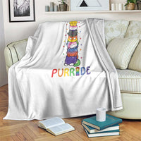 Funny Purride Stacked Cats Pride Throw Blanket Cute LGBTQ Cat Lover