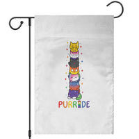 Funny Purride Stacked Cats Pride Garden Flag Cute LGBTQ Cat Lover