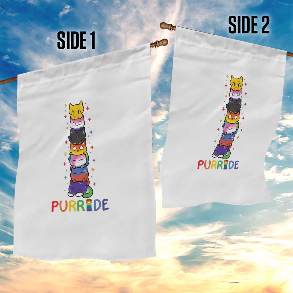 Funny Purride Stacked Cats Pride Garden Flag Cute LGBTQ Cat Lover