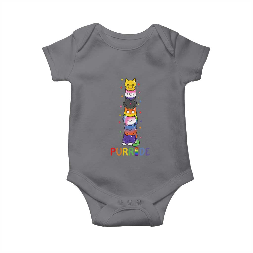 Funny Purride Stacked Cats Pride Baby Onesie Cute LGBTQ Cat Lover