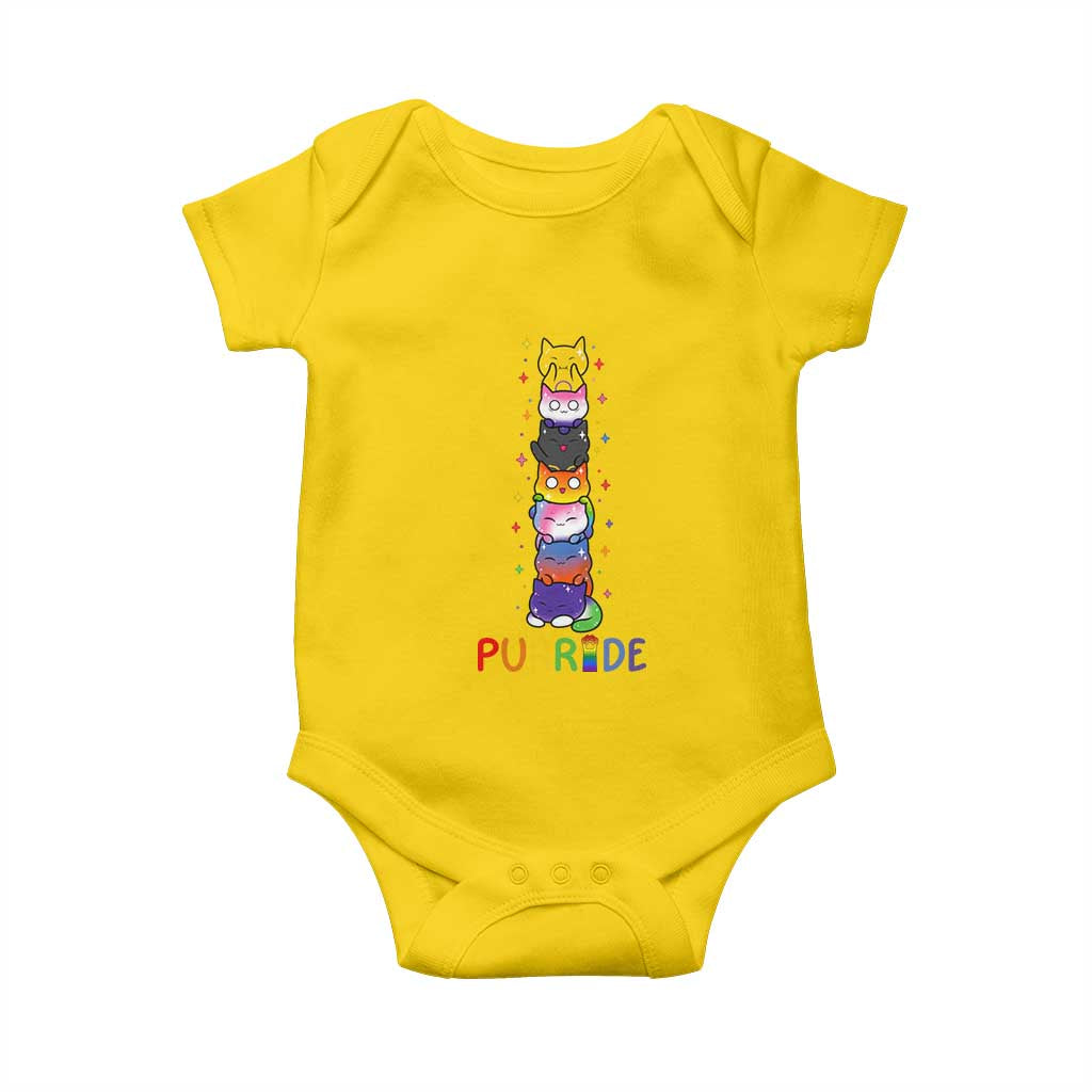 Funny Purride Stacked Cats Pride Baby Onesie Cute LGBTQ Cat Lover