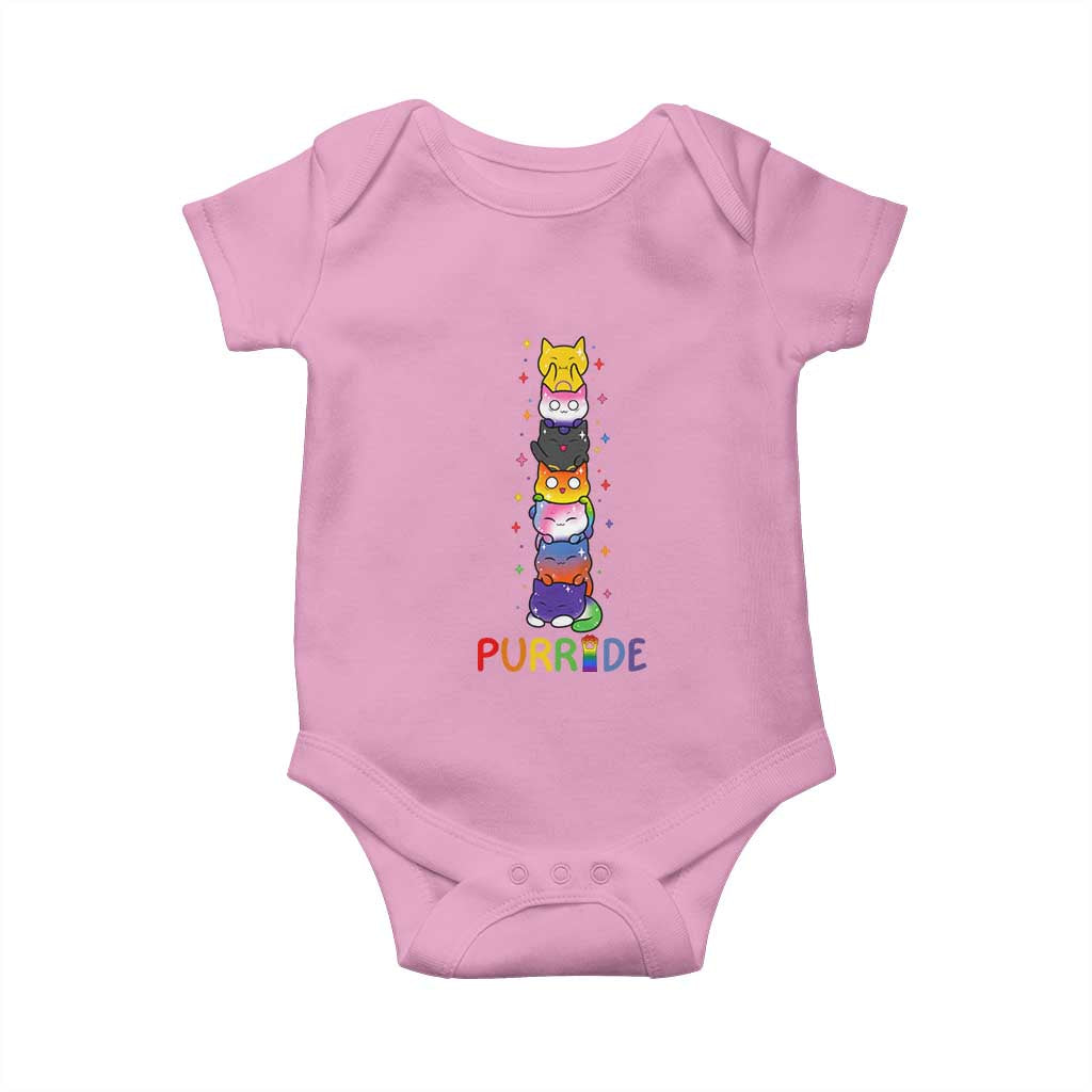 Funny Purride Stacked Cats Pride Baby Onesie Cute LGBTQ Cat Lover