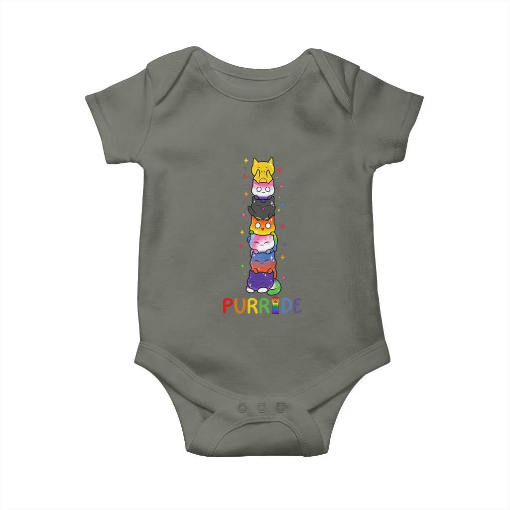 Funny Purride Stacked Cats Pride Baby Onesie Cute LGBTQ Cat Lover