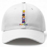 Funny Purride Stacked Cats Pride Baseball Cap Cute LGBTQ Cat Lover