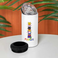 Funny Purride Stacked Cats Pride 4 in 1 Can Cooler Tumbler Cute LGBTQ Cat Lover