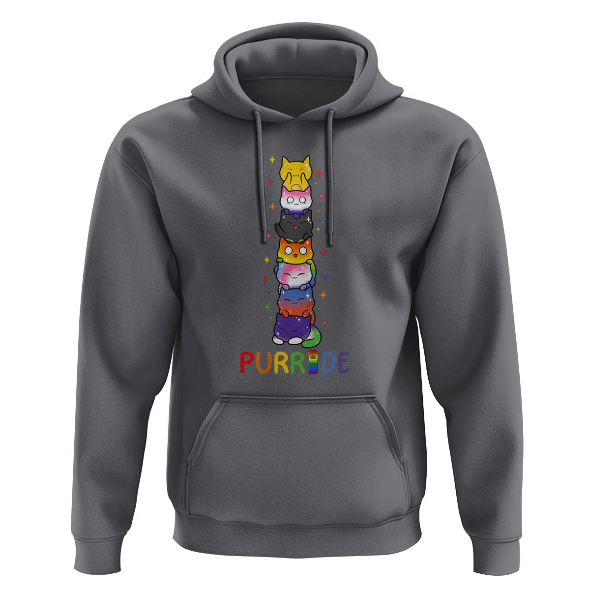 Funny Purride Stacked Cats Pride Hoodie Cute LGBTQ Cat Lover