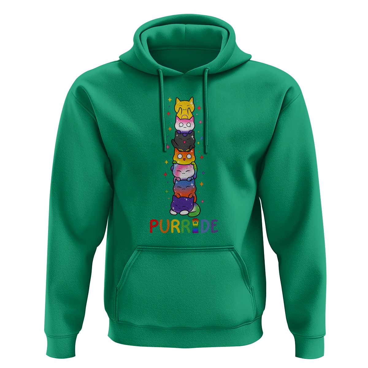 Funny Purride Stacked Cats Pride Hoodie Cute LGBTQ Cat Lover