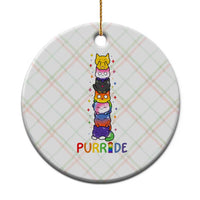Funny Purride Stacked Cats Pride Ceramic Ornament Cute LGBTQ Cat Lover