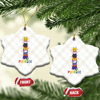 Funny Purride Stacked Cats Pride Ceramic Ornament Cute LGBTQ Cat Lover