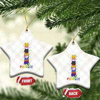 Funny Purride Stacked Cats Pride Ceramic Ornament Cute LGBTQ Cat Lover