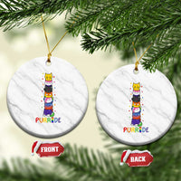 Funny Purride Stacked Cats Pride Ceramic Ornament Cute LGBTQ Cat Lover