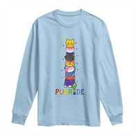 Funny Purride Stacked Cats Pride Long Sleeve Shirt Cute LGBTQ Cat Lover