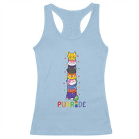Funny Purride Stacked Cats Pride Racerback Tank Top Cute LGBTQ Cat Lover