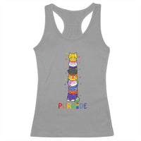 Funny Purride Stacked Cats Pride Racerback Tank Top Cute LGBTQ Cat Lover