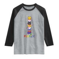 Funny Purride Stacked Cats Pride Raglan Shirt Cute LGBTQ Cat Lover