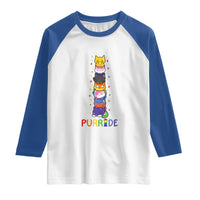 Funny Purride Stacked Cats Pride Raglan Shirt Cute LGBTQ Cat Lover