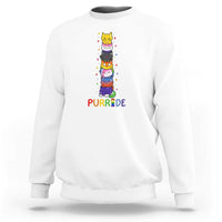 Funny Purride Stacked Cats Pride Sweatshirt Cute LGBTQ Cat Lover