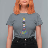 Funny Purride Stacked Cats Pride T Shirt For Women Cute LGBTQ Cat Lover