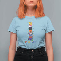 Funny Purride Stacked Cats Pride T Shirt For Women Cute LGBTQ Cat Lover