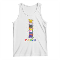 Funny Purride Stacked Cats Pride Tank Top Cute LGBTQ Cat Lover