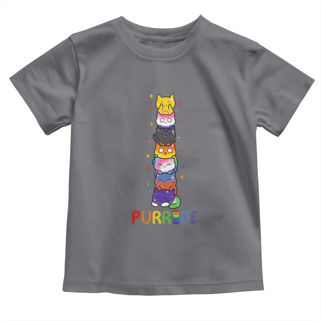 Funny Purride Stacked Cats Pride Toddler T Shirt Cute LGBTQ Cat Lover