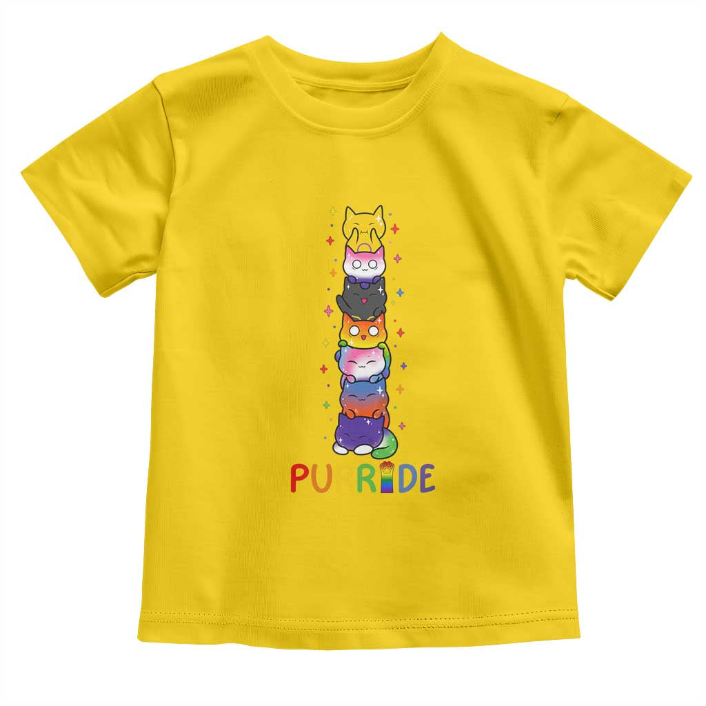 Funny Purride Stacked Cats Pride Toddler T Shirt Cute LGBTQ Cat Lover
