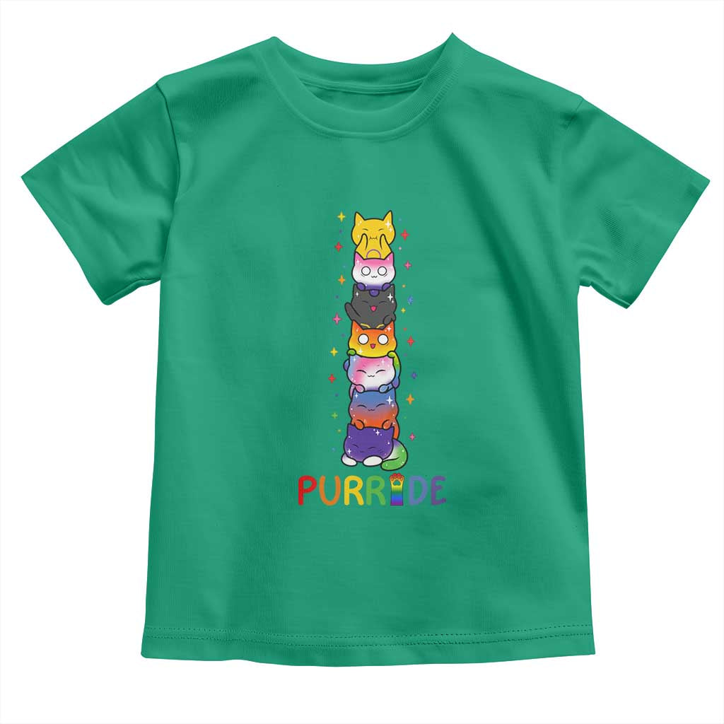 Funny Purride Stacked Cats Pride Toddler T Shirt Cute LGBTQ Cat Lover