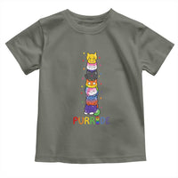 Funny Purride Stacked Cats Pride Toddler T Shirt Cute LGBTQ Cat Lover